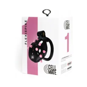 Sport Fucker Cellmate Flexispike Chastity Cage - Size 1 Black/pink