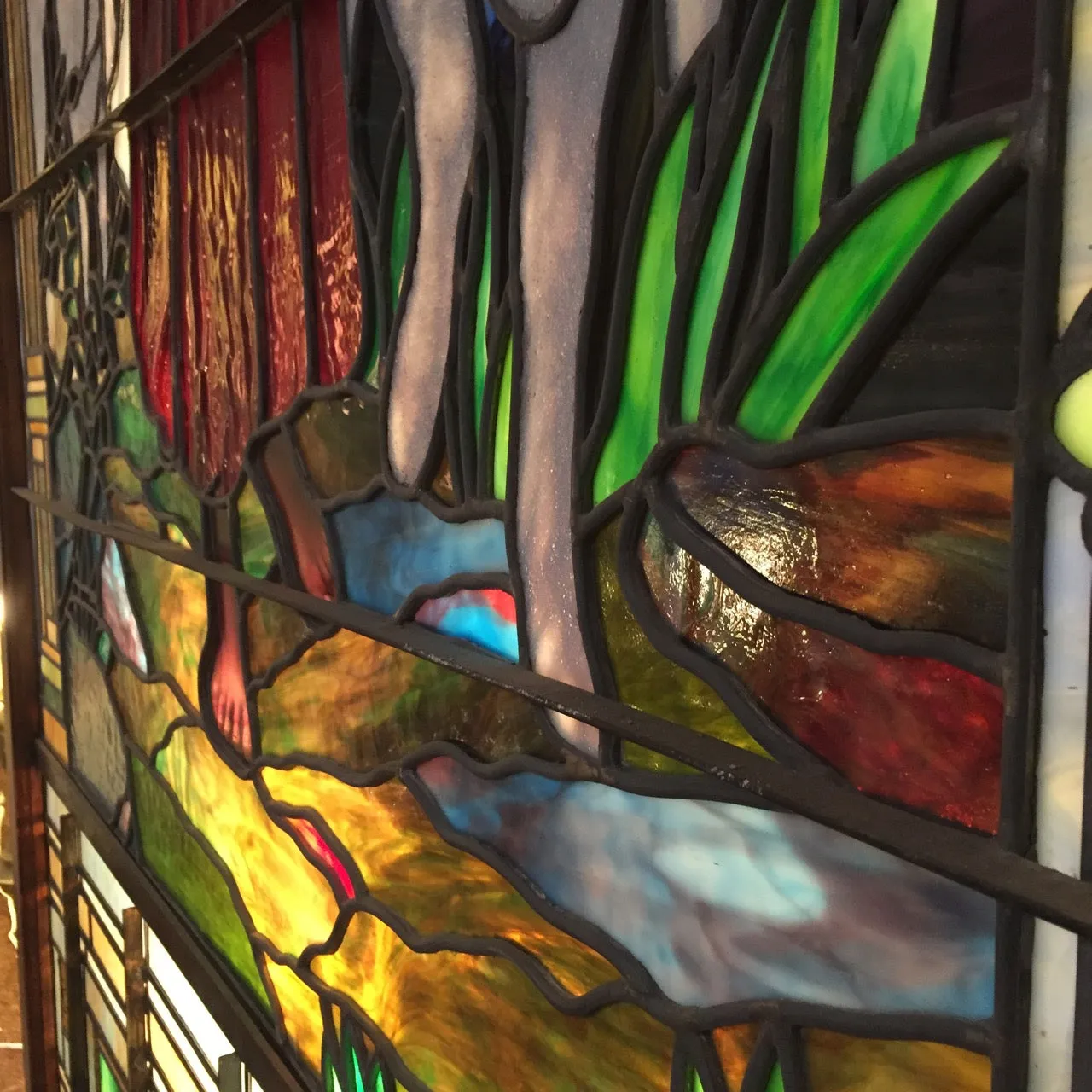 Stained Glass, Leaded Glass Mural, Jesus, Large, Two Unique Murals