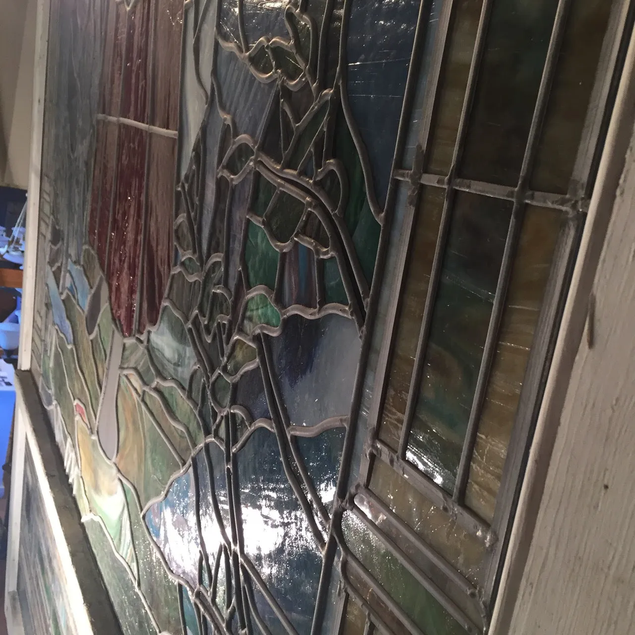 Stained Glass, Leaded Glass Mural, Jesus, Large, Two Unique Murals