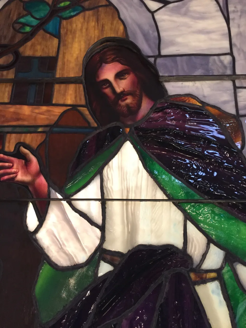 Stained Glass, Leaded Glass Mural, Jesus, Large, Two Unique Murals