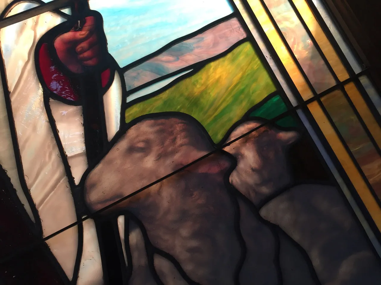 Stained Glass, Leaded Glass Mural, Jesus, Large, Two Unique Murals