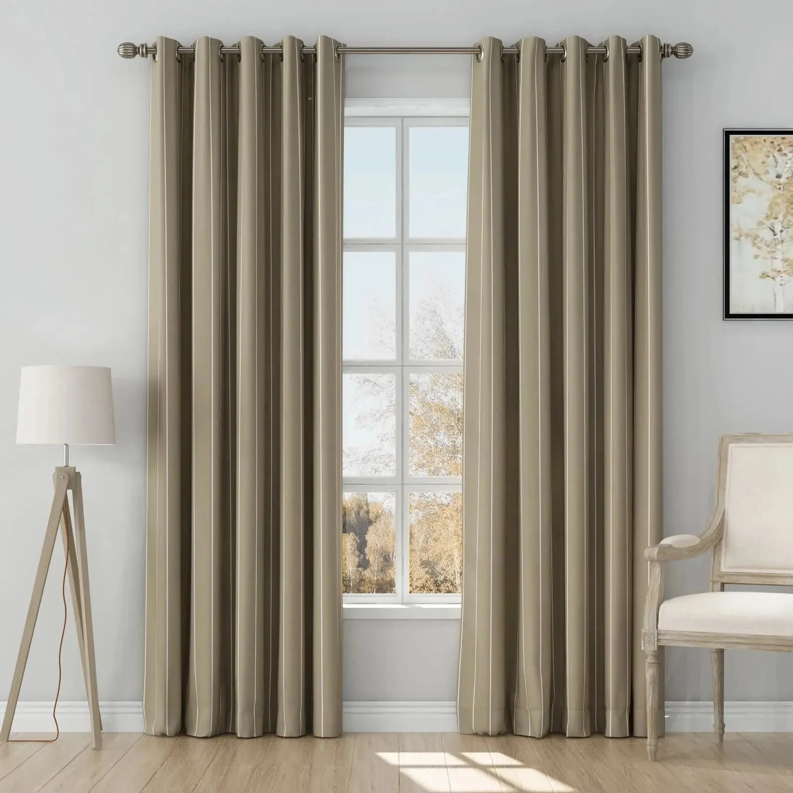 Stefana Silber Print Linen Curtain Drapery Grommet