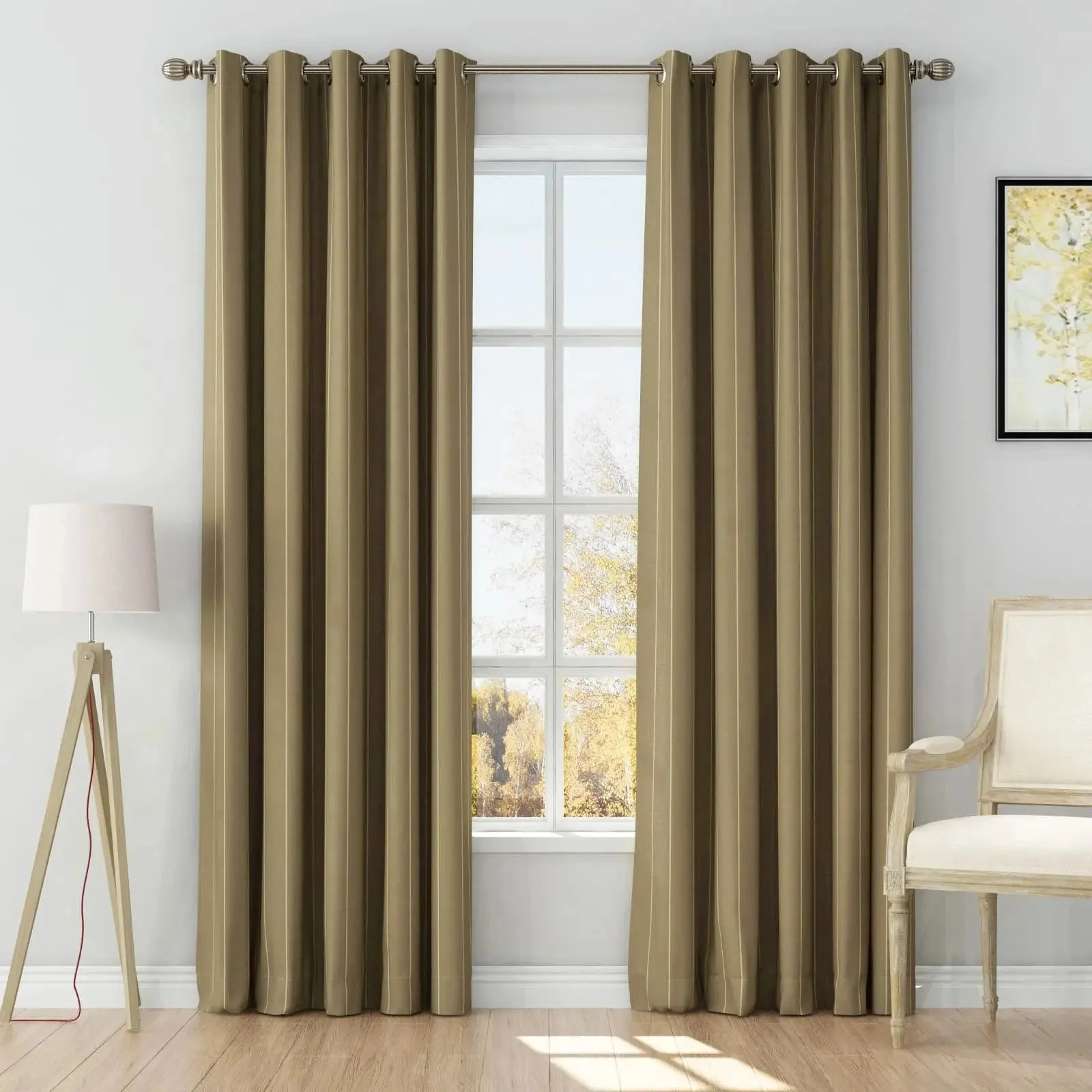 Stefana Silber Print Linen Curtain Drapery Grommet