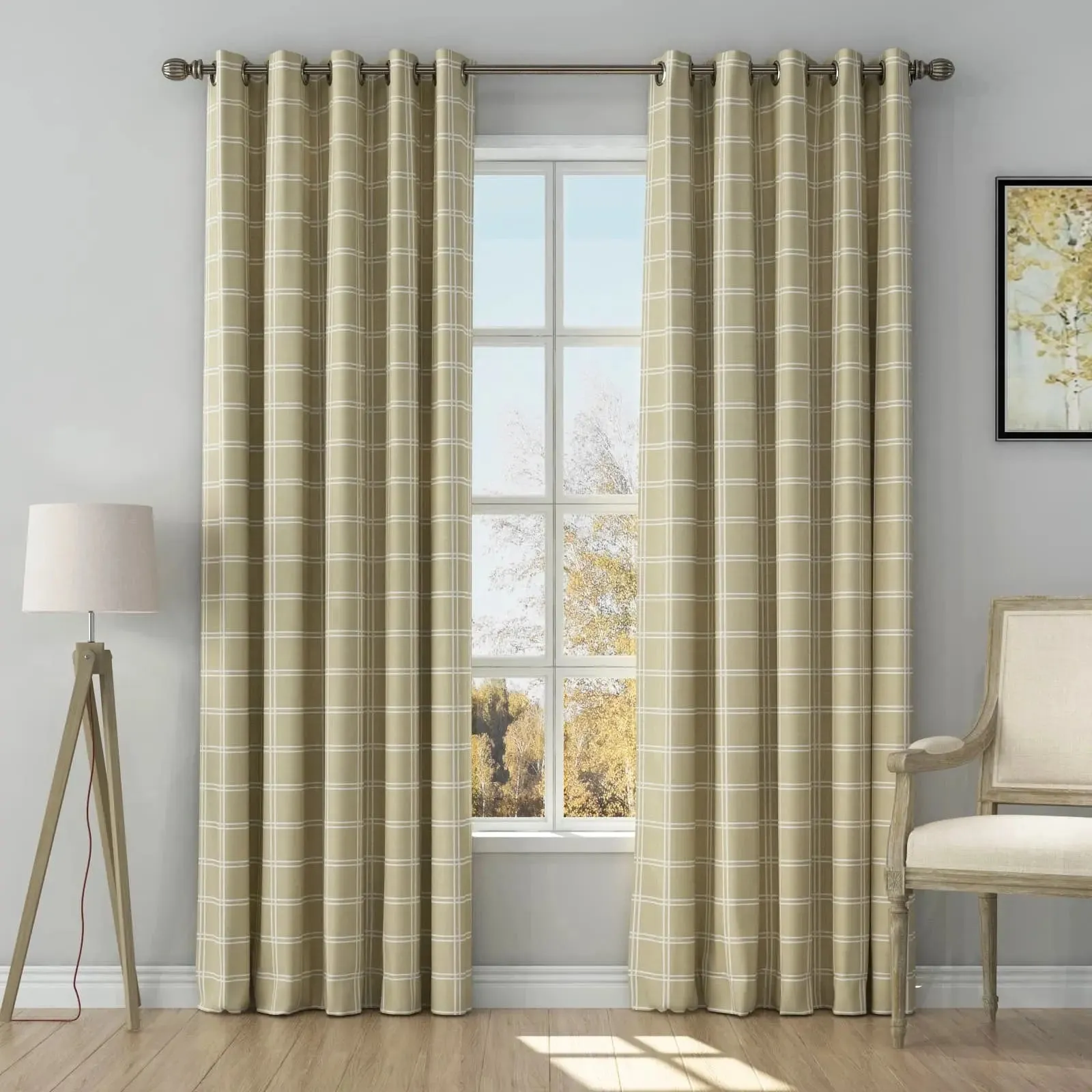 Stefana Silber Print Linen Curtain Drapery Grommet
