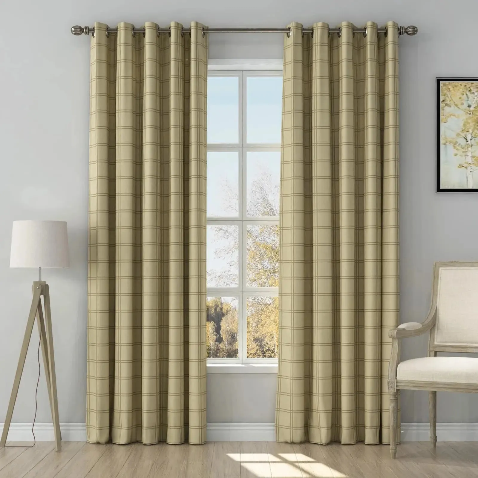 Stefana Silber Print Linen Curtain Drapery Grommet