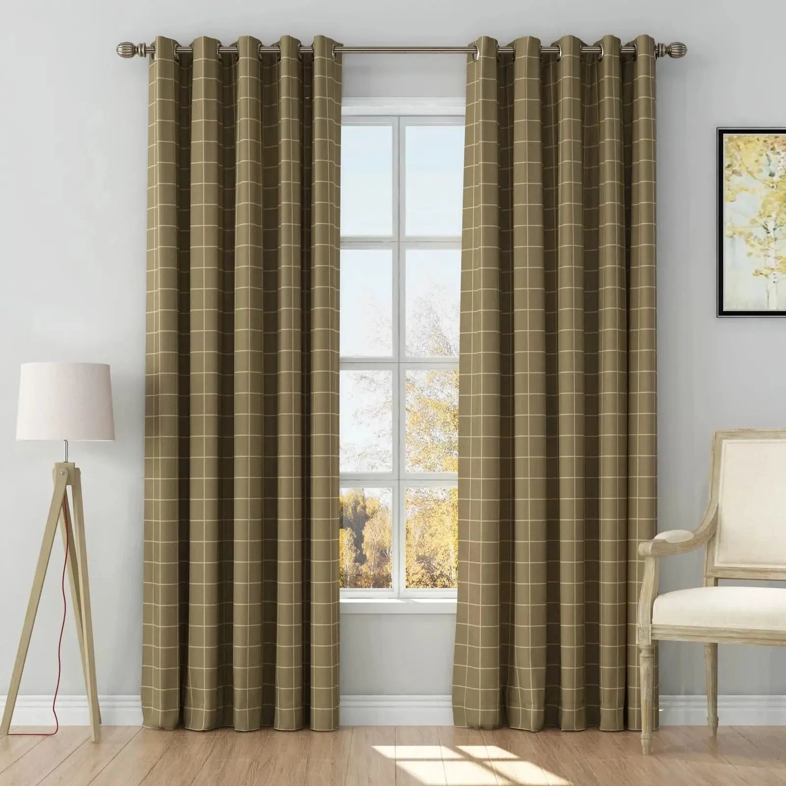 Stefana Silber Print Linen Curtain Drapery Grommet