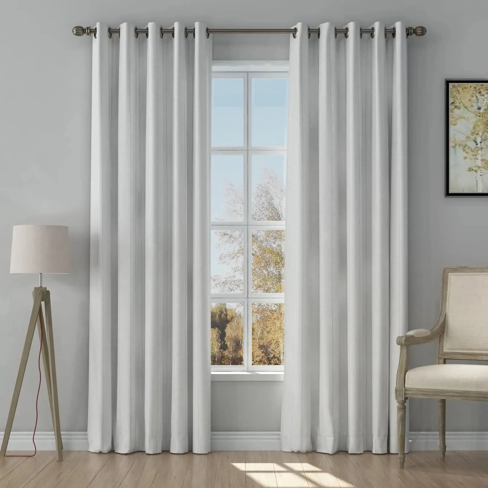 Stefana Silber Print Linen Curtain Drapery Grommet