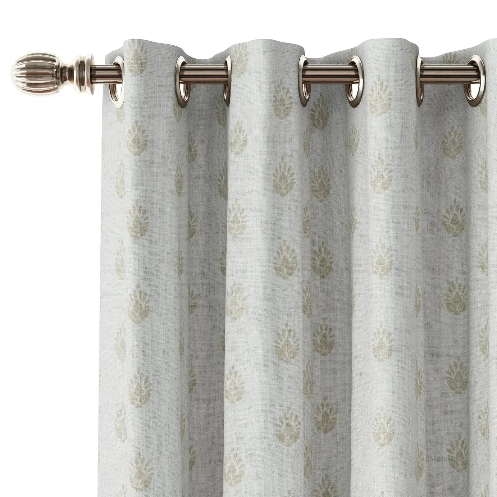 Stefana Silber Print Linen Curtain Drapery Grommet