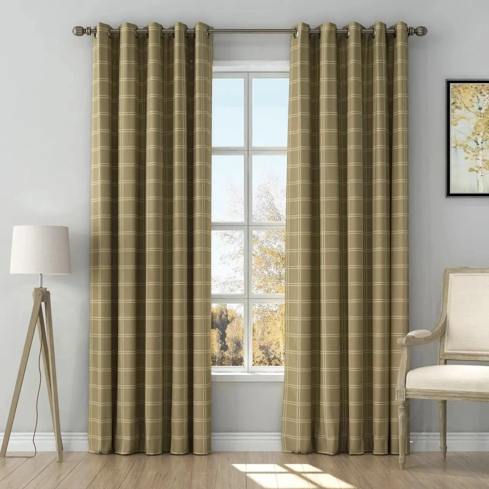 Stefana Silber Print Linen Curtain Drapery Grommet