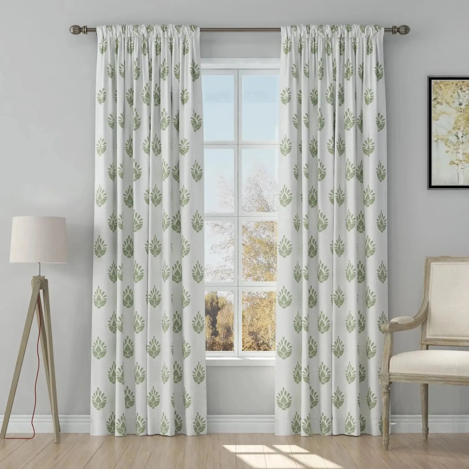 Stefana Silber Print Linen Curtain Drapery Soft Top