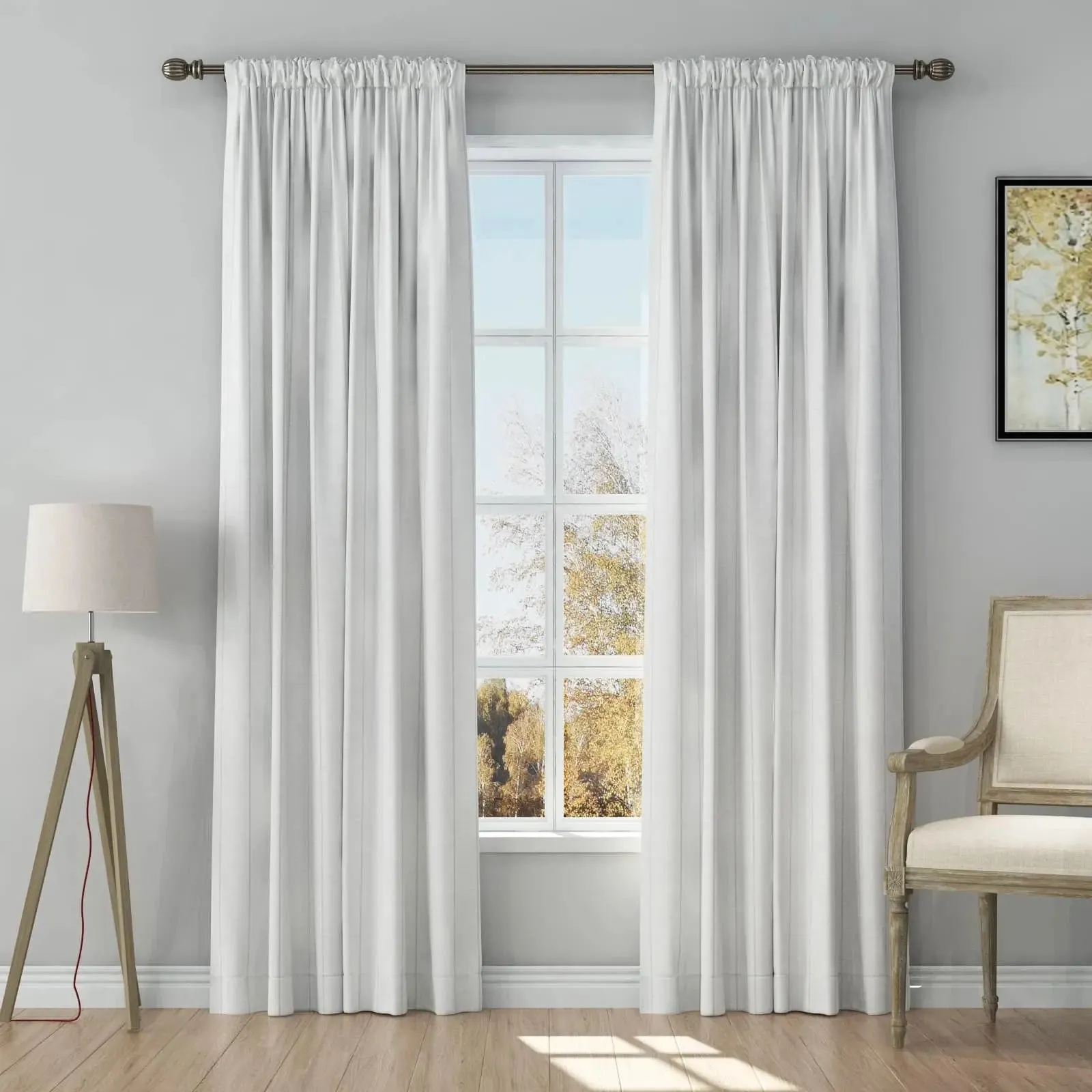 Stefana Silber Print Linen Curtain Drapery Soft Top