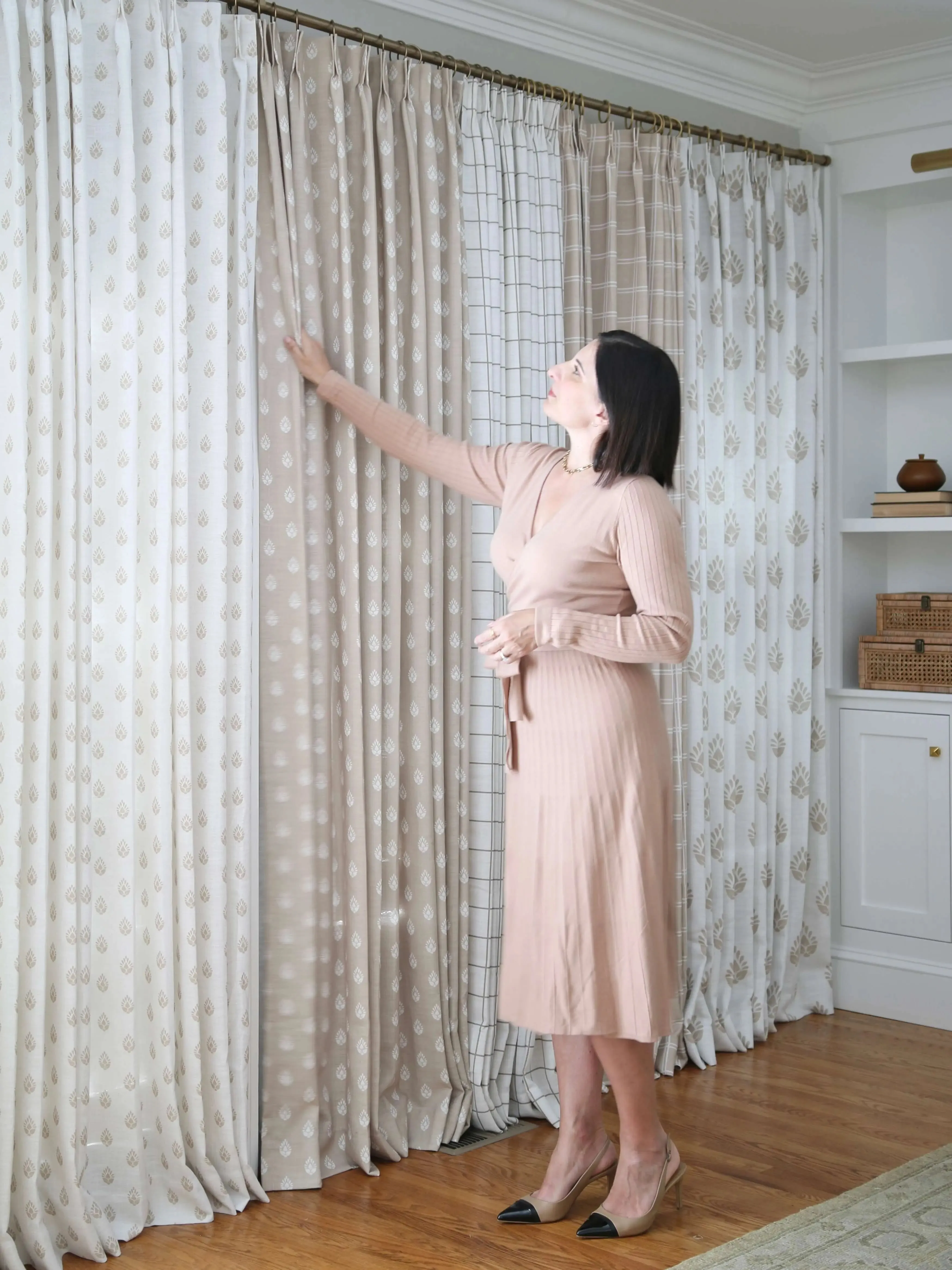 Stefana Silber Print Linen Curtain Drapery Soft Top