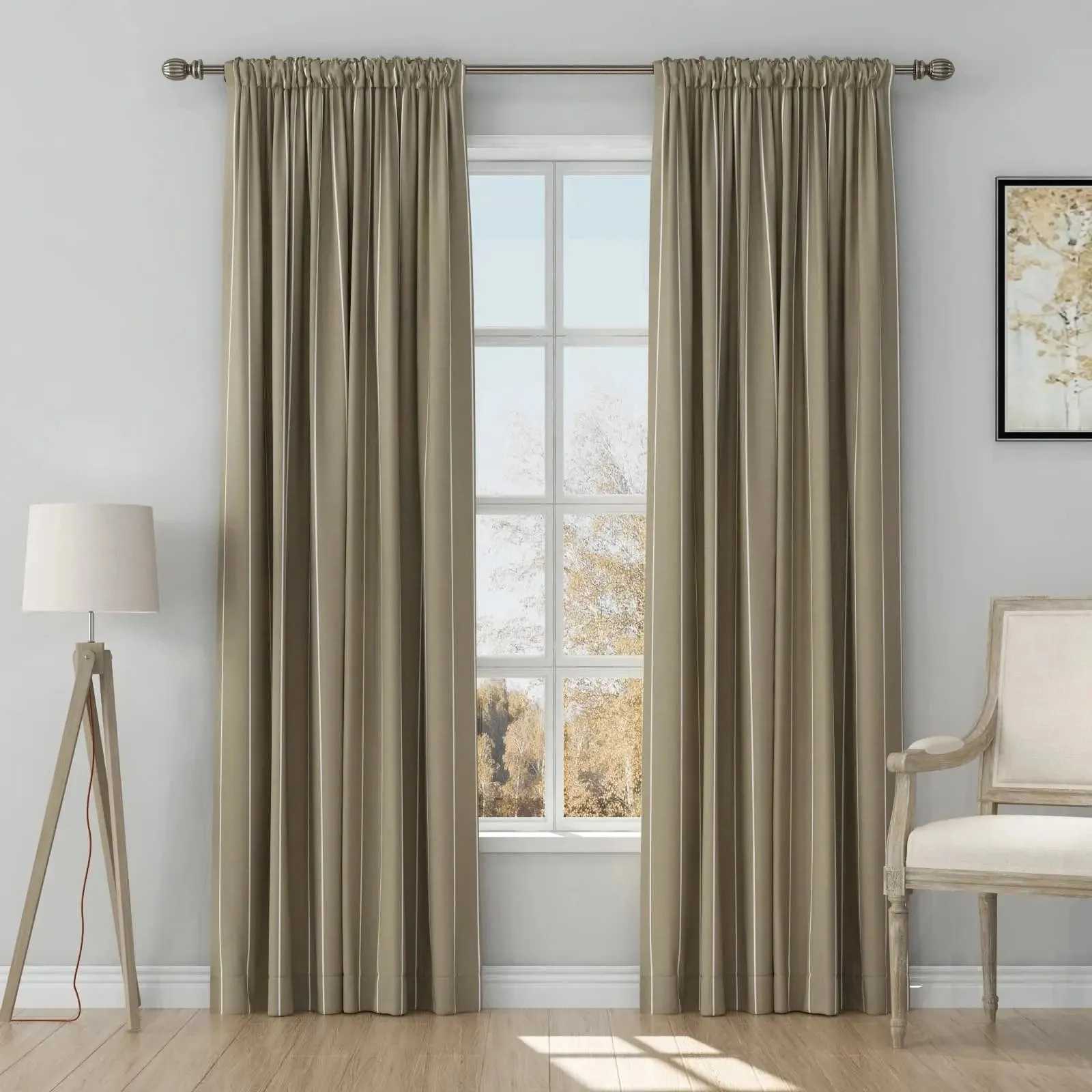 Stefana Silber Print Linen Curtain Drapery Soft Top