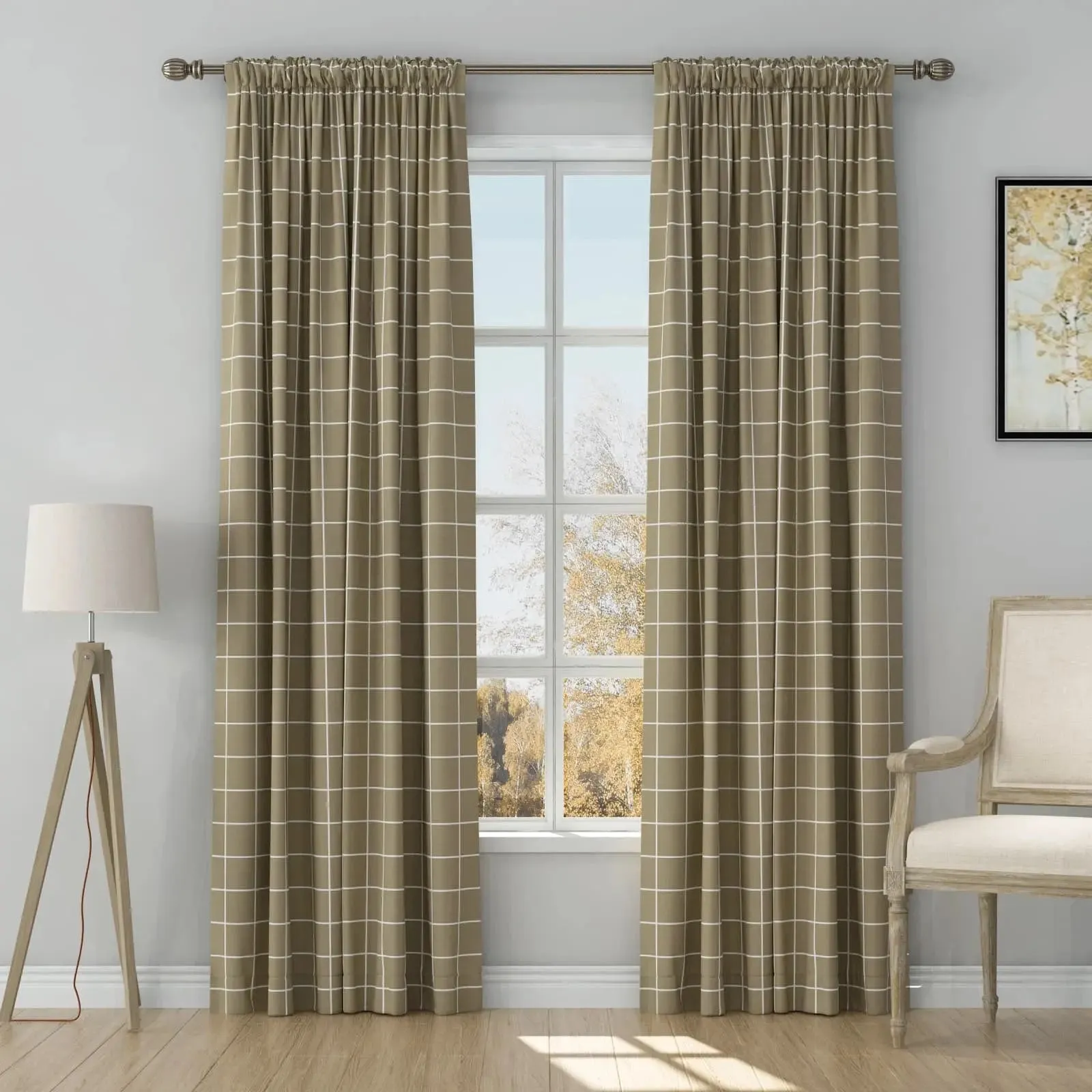 Stefana Silber Print Linen Curtain Drapery Soft Top