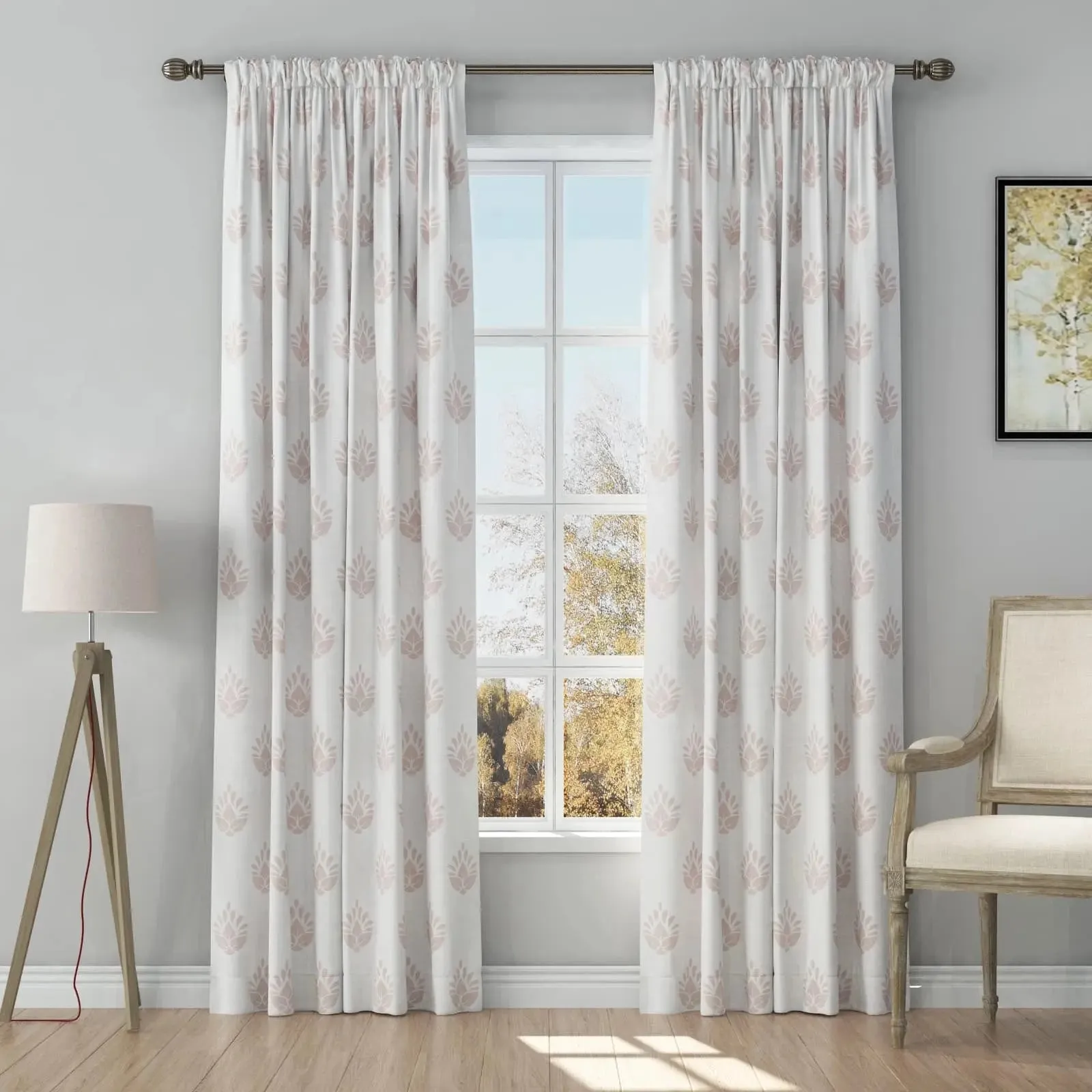 Stefana Silber Print Linen Curtain Drapery Soft Top