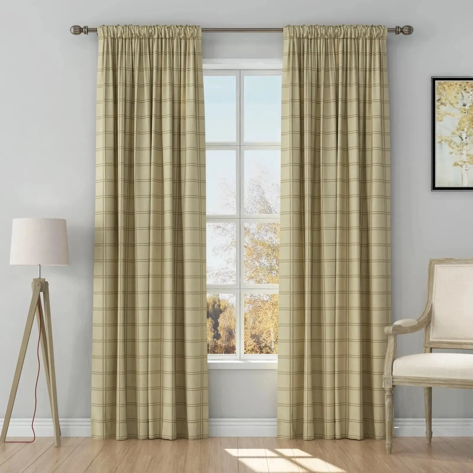 Stefana Silber Print Linen Curtain Drapery Soft Top