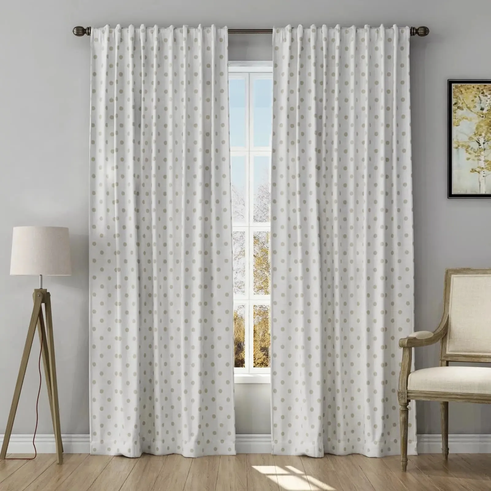 Stefana Silber Print Linen Curtain Drapery Soft Top