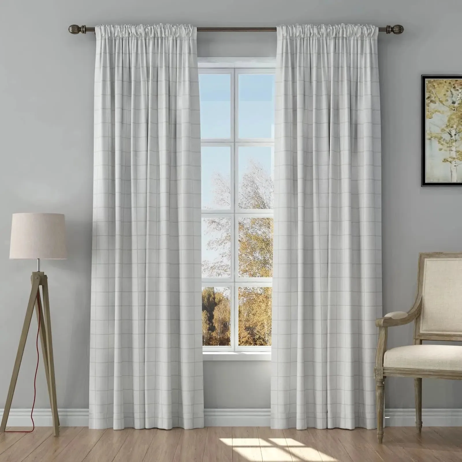 Stefana Silber Print Linen Curtain Drapery Soft Top