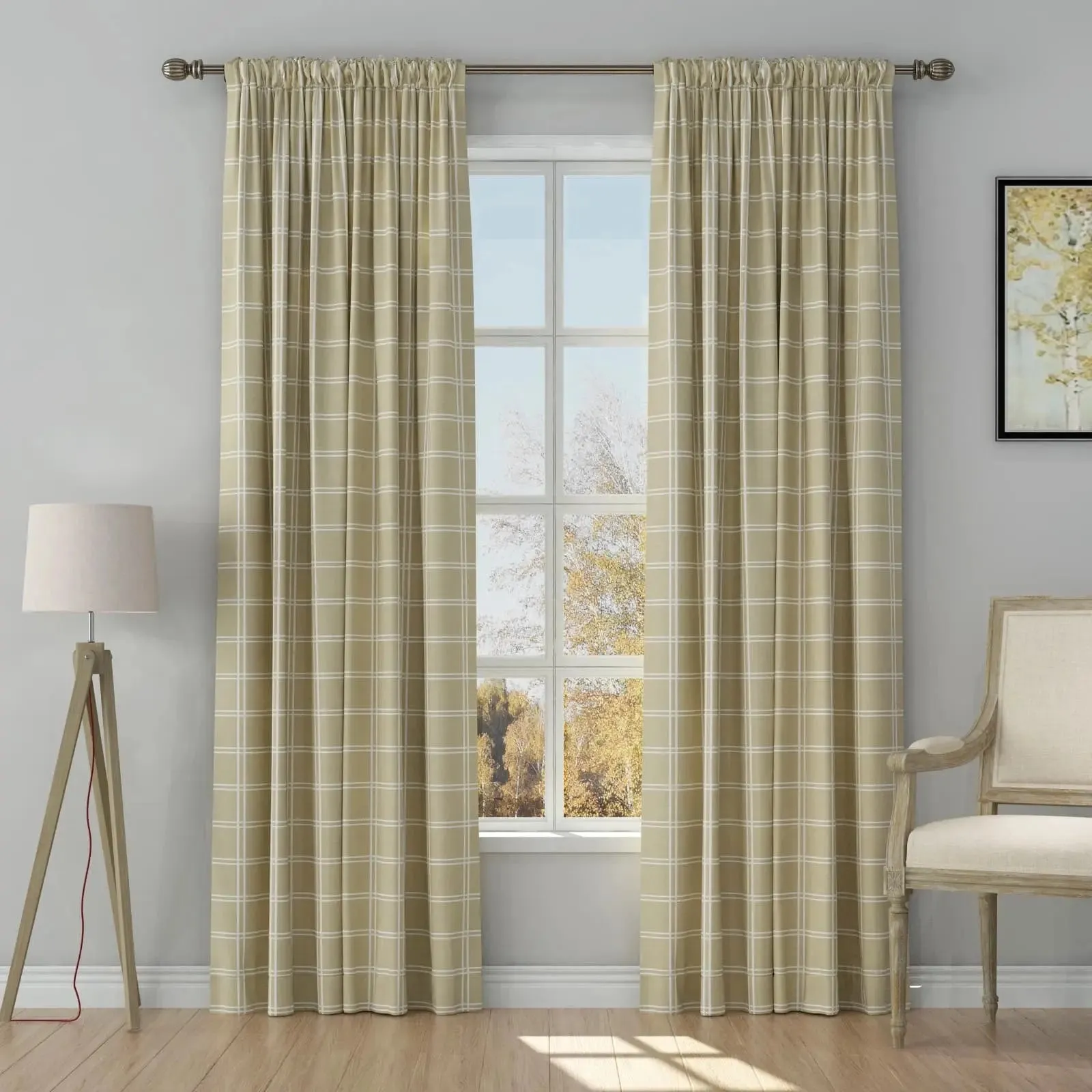 Stefana Silber Print Linen Curtain Drapery Soft Top