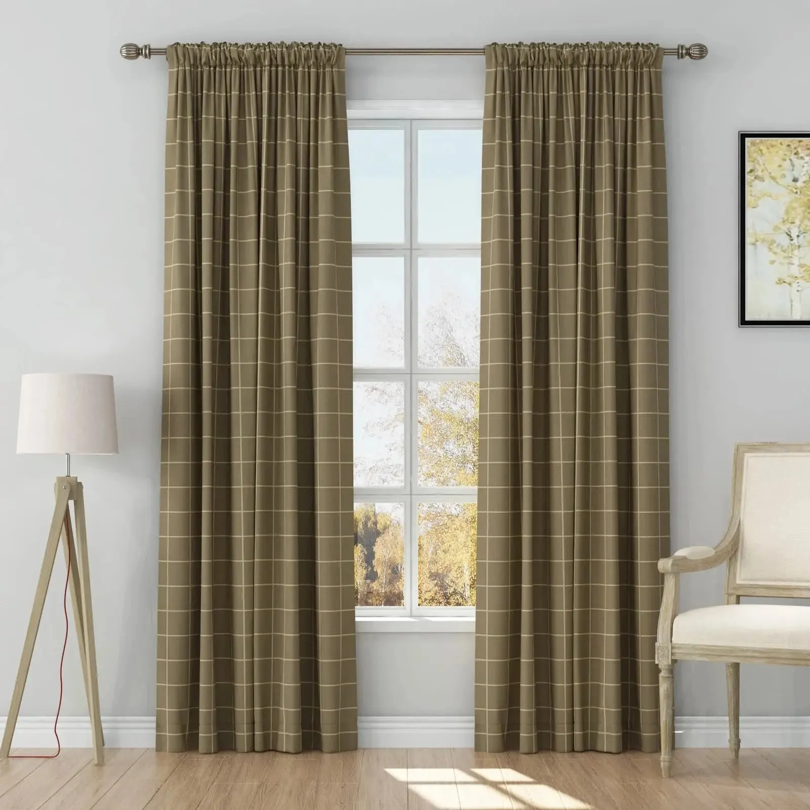 Stefana Silber Print Linen Curtain Drapery Soft Top