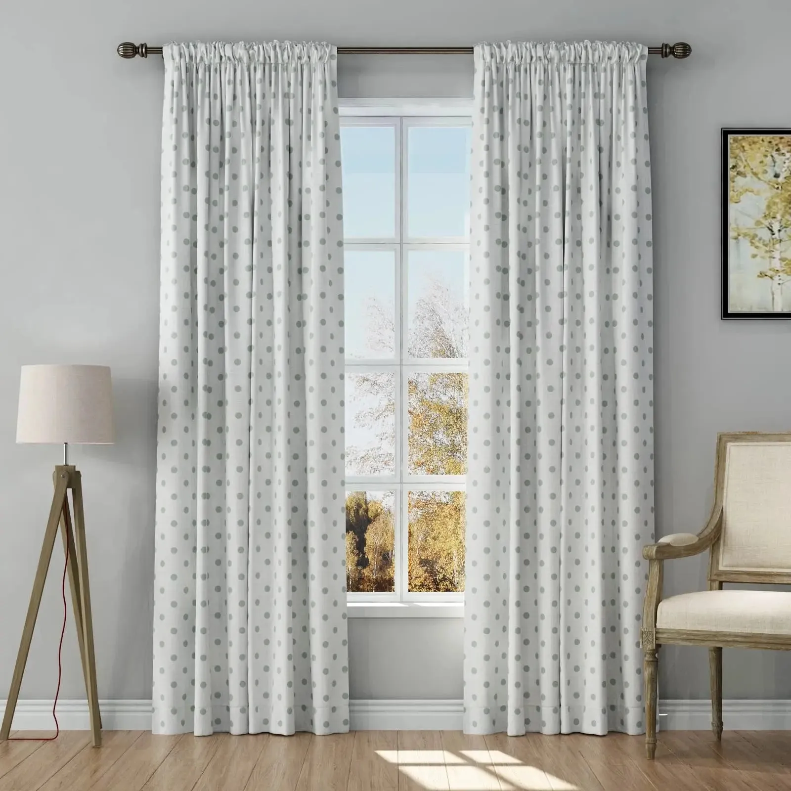 Stefana Silber Print Linen Curtain Drapery Soft Top