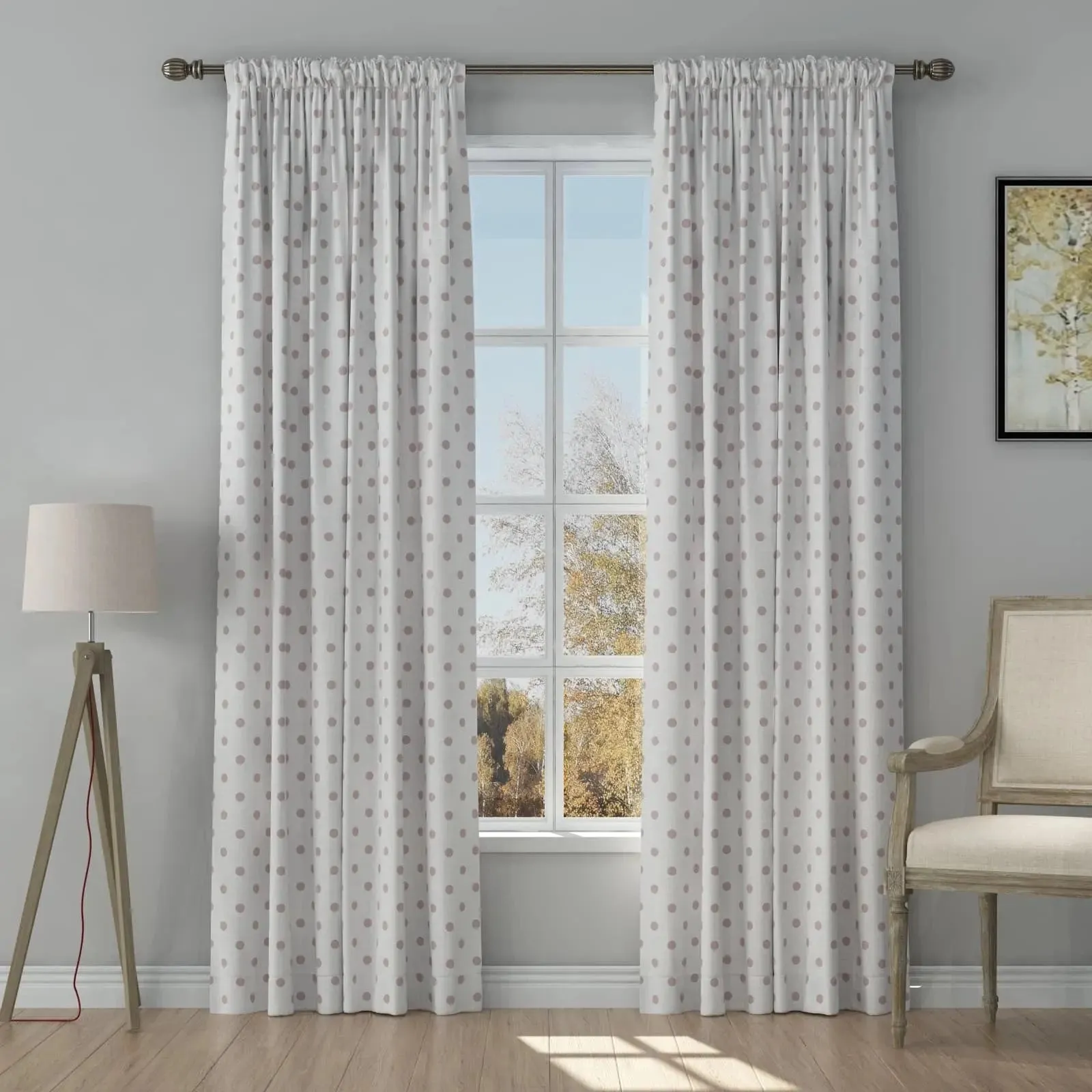 Stefana Silber Print Linen Curtain Drapery Soft Top