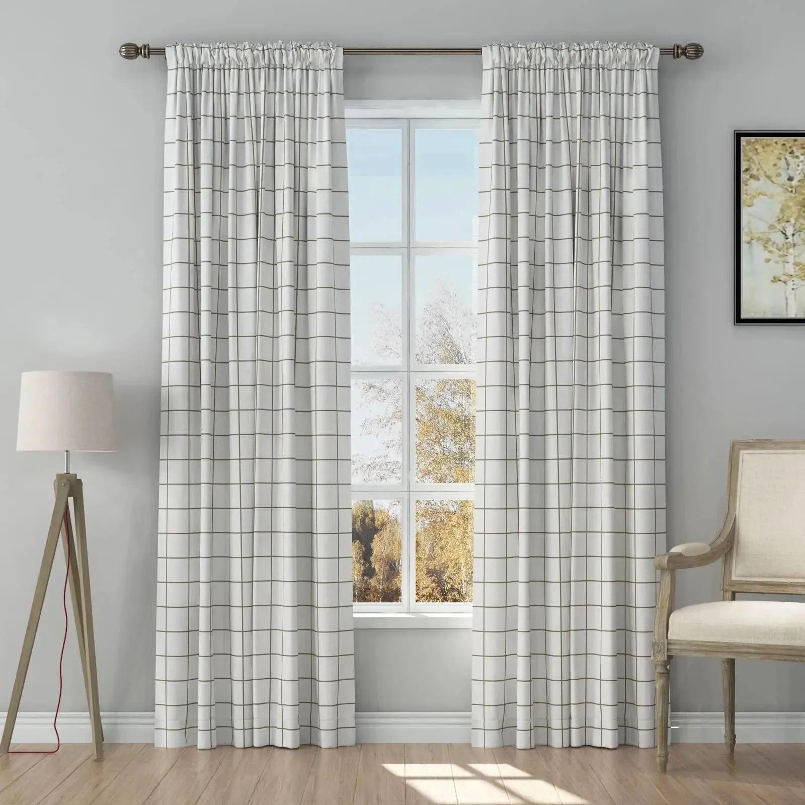 Stefana Silber Print Linen Curtain Drapery Soft Top