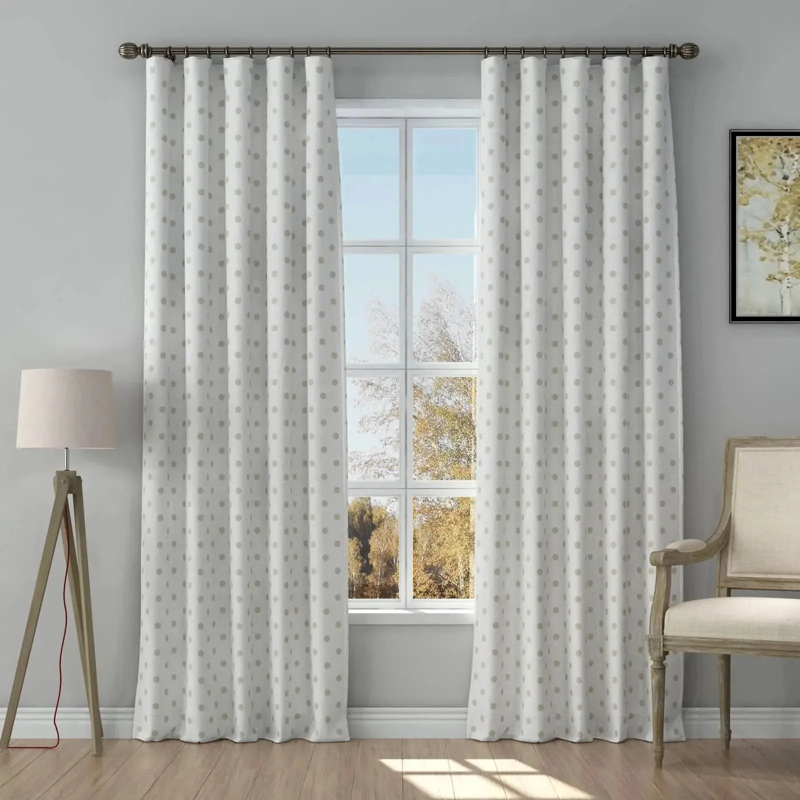 Stefana Silber Print Linen Curtain Drapery Soft Top