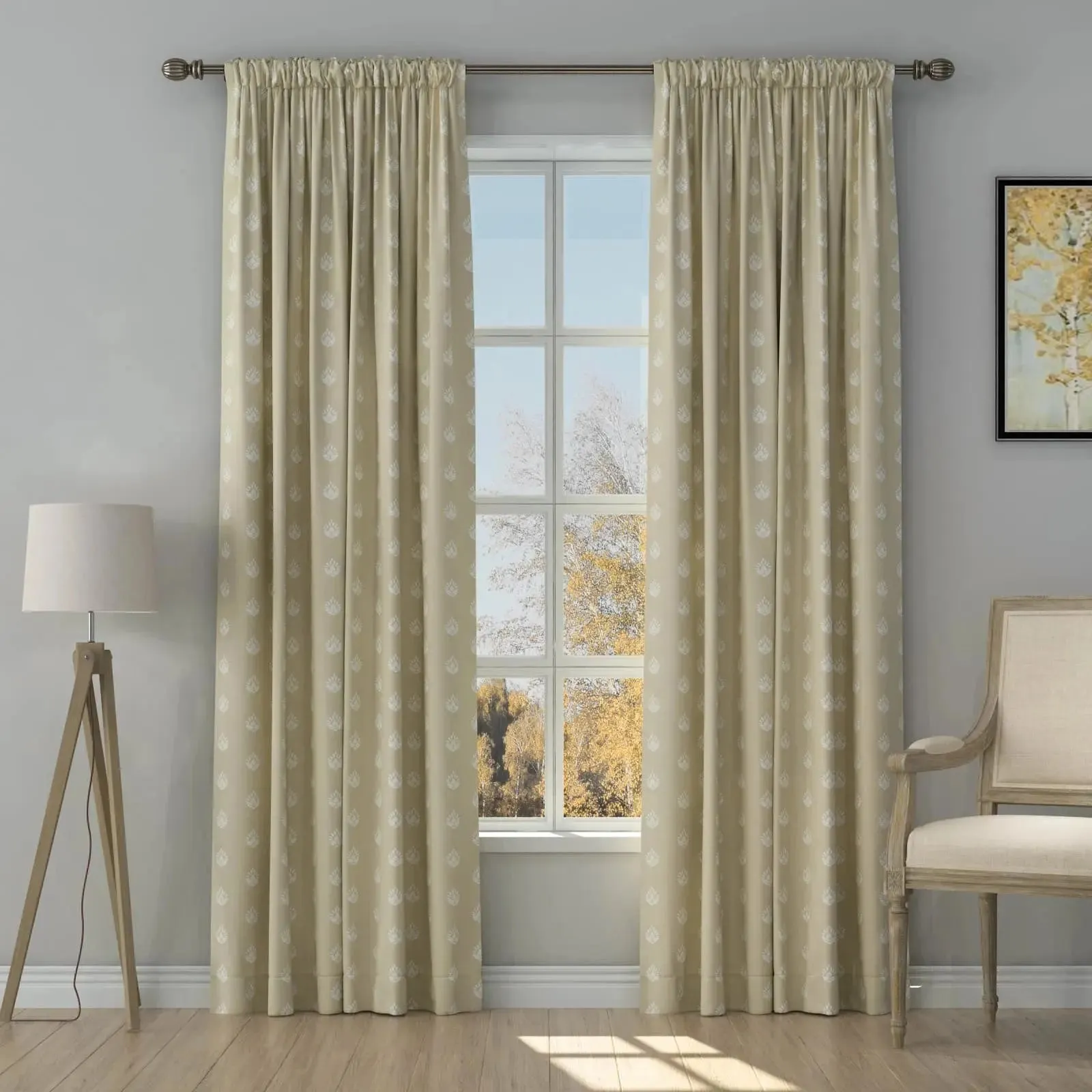 Stefana Silber Print Linen Curtain Drapery Soft Top