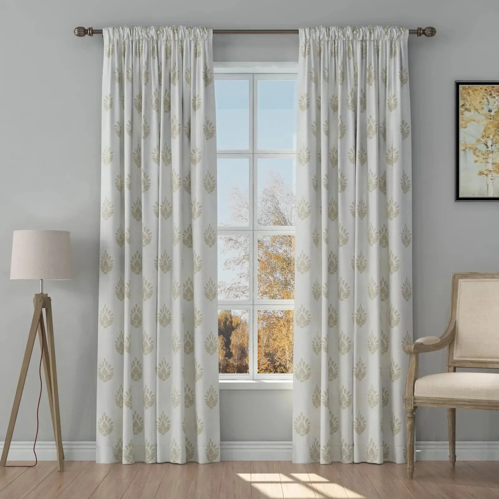 Stefana Silber Print Linen Curtain Drapery Soft Top