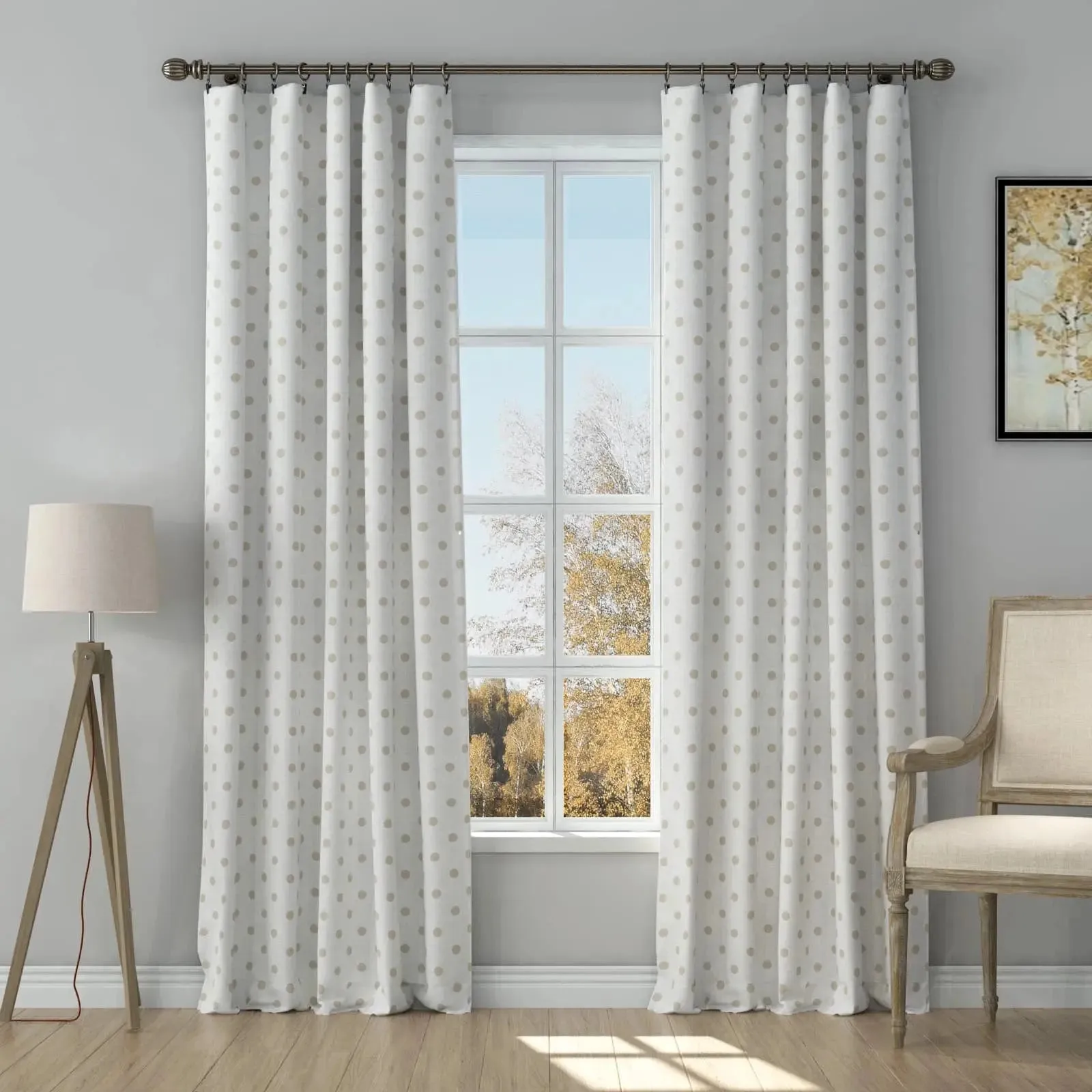 Stefana Silber Print Linen Curtain Drapery Soft Top