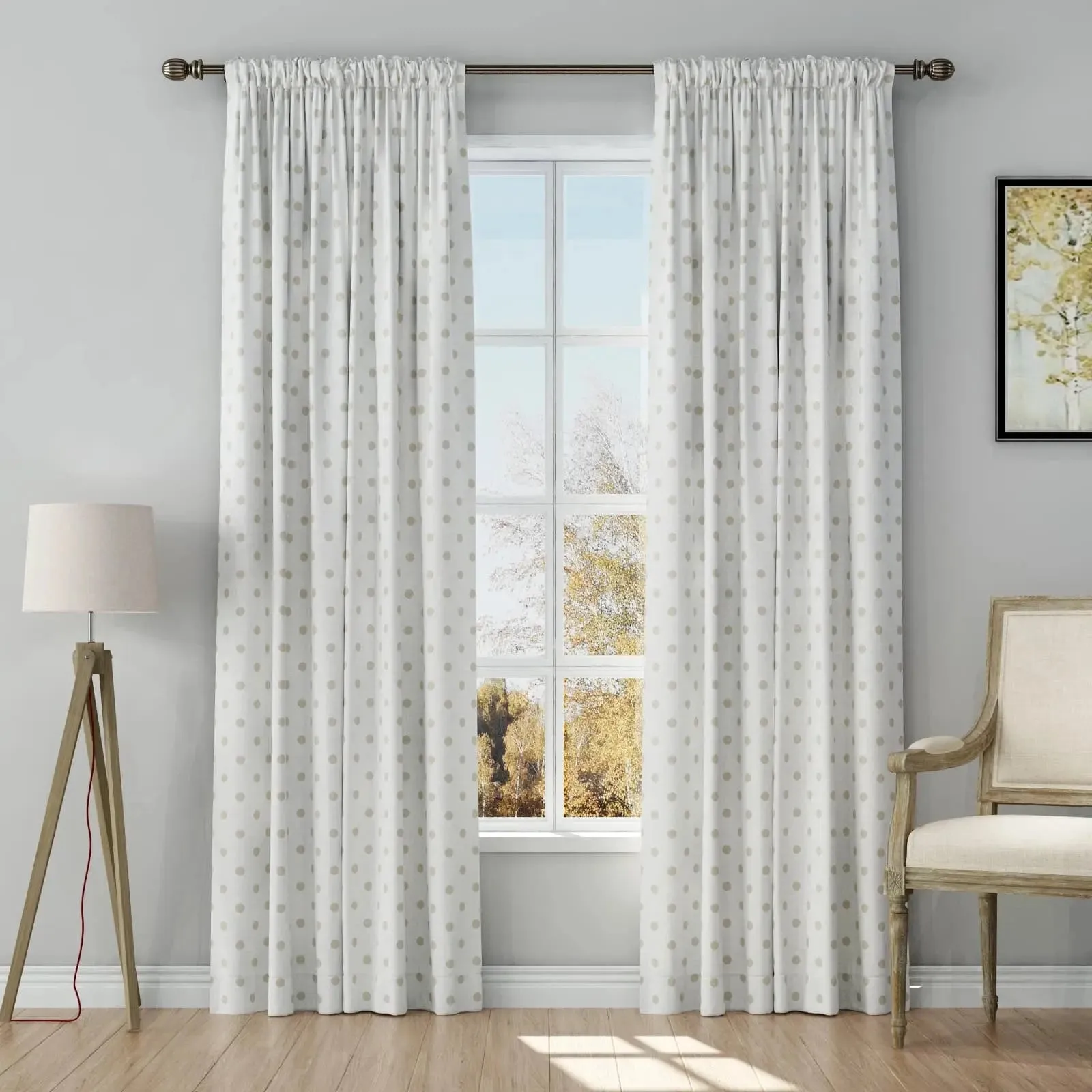 Stefana Silber Print Linen Curtain Drapery Soft Top