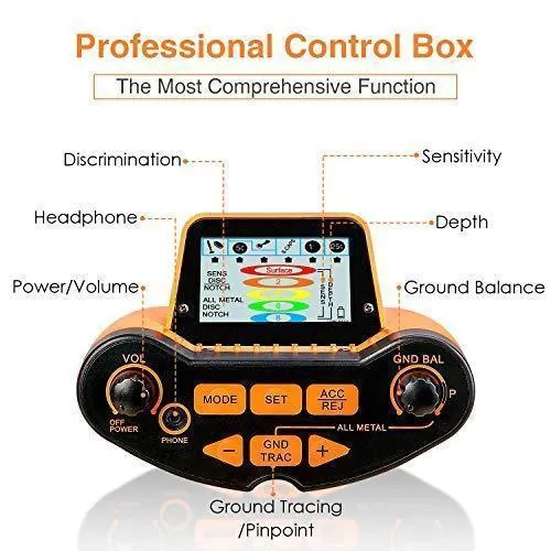 SUNPOW Professional Metal Detector for Adults, Adjustable Ground Balance, Disc & Notch & Pinpoint Modes, Upgraded DSP Chip, Multiple Audio Prompts