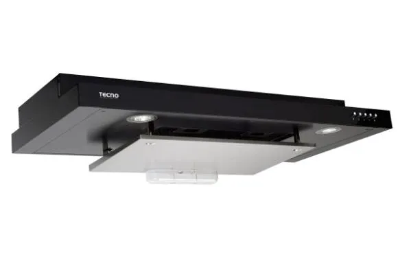 Tecno Uno TCH 929 DP  SS/ BK Slim Line Hood S/S w/ Black Panel / Full Black 90cm, Twin Motors