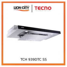 Tecno Uno TCH 939 DTC  SS / BK Slim Line Hood S/S w/ Black Panel / Full Black 90cm, Twin Motors, Touch Control