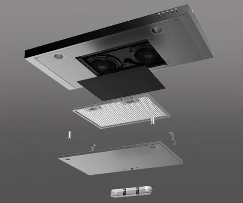Tecno Uno TCH 939 DTC  SS / BK Slim Line Hood S/S w/ Black Panel / Full Black 90cm, Twin Motors, Touch Control
