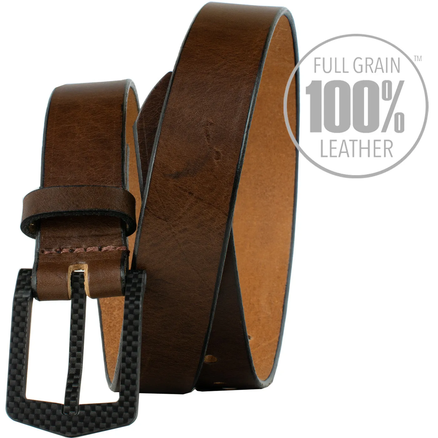 The Stealth Brown Dress Belt by Nickel Smart®