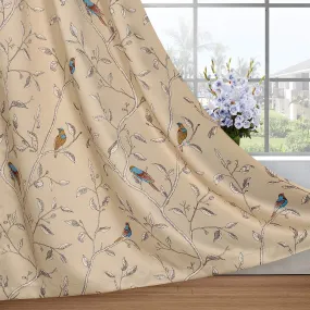 Thermal Insulated Birds Rustic Printed Blackout  Curtain Drapes for Home Decor, 2 Panels, 52"W x 96"L, Taupe