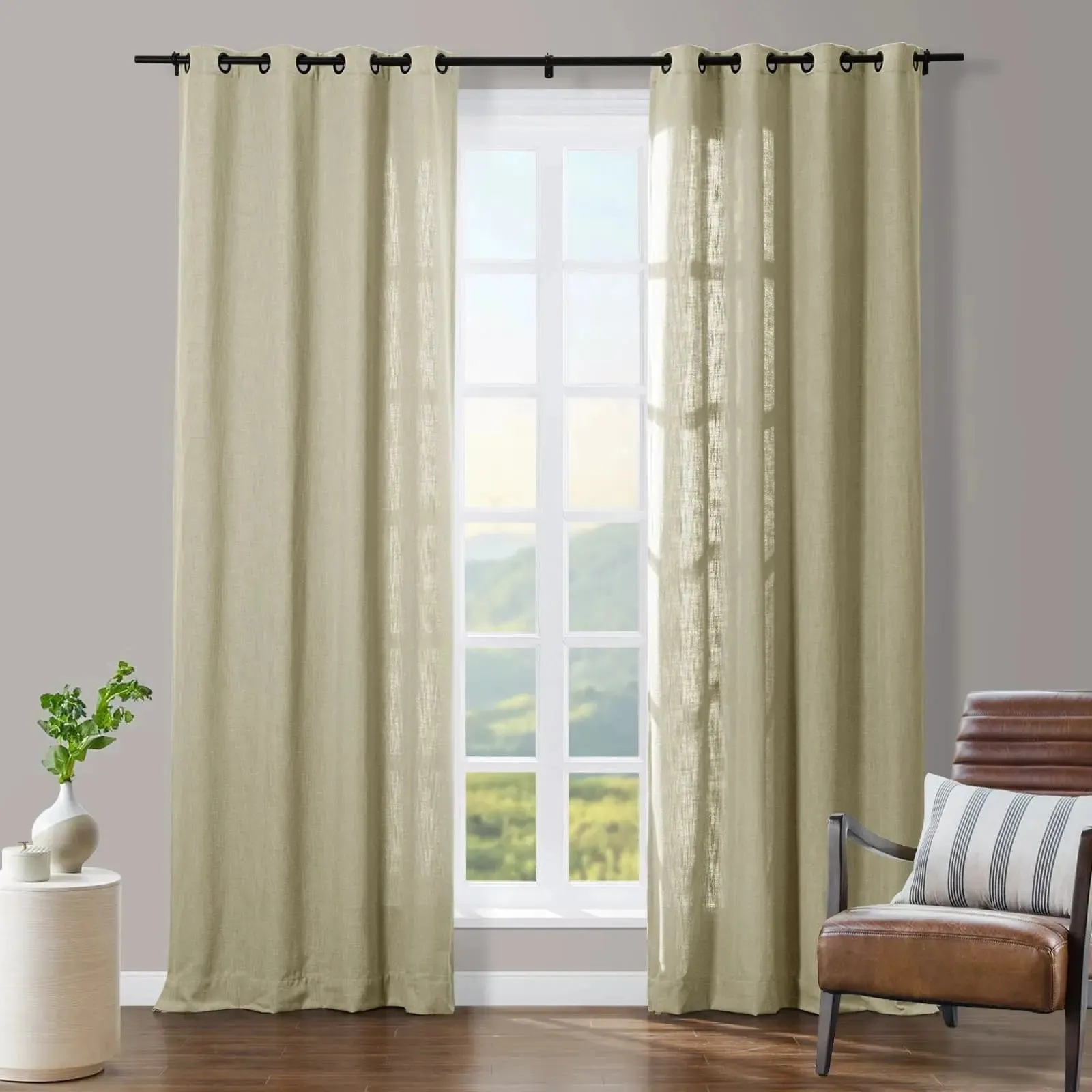 Tia Linen Curtain Drapery Grommet