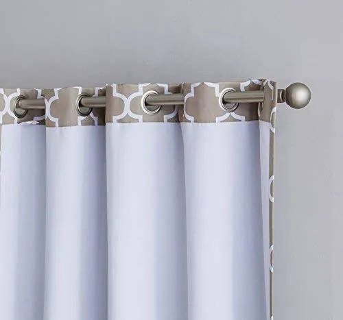 UrbenQueen Blackout Digital Print Lattice Thermal Insulated Light Filtering Curtains for Living Room (Taupe, 4 x 7 Door) Curtain