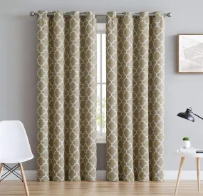 UrbenQueen Blackout Digital Print Lattice Thermal Insulated Light Filtering Curtains for Living Room (Taupe, 4 x 7 Door) Curtain