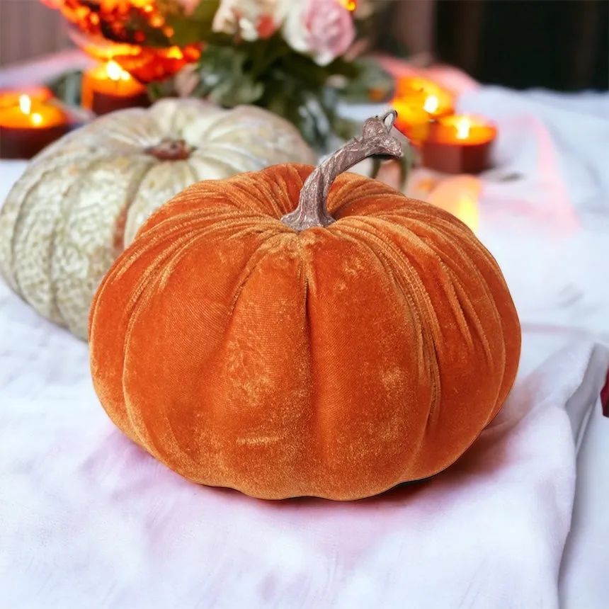Velvet Pumpkins With Lights
