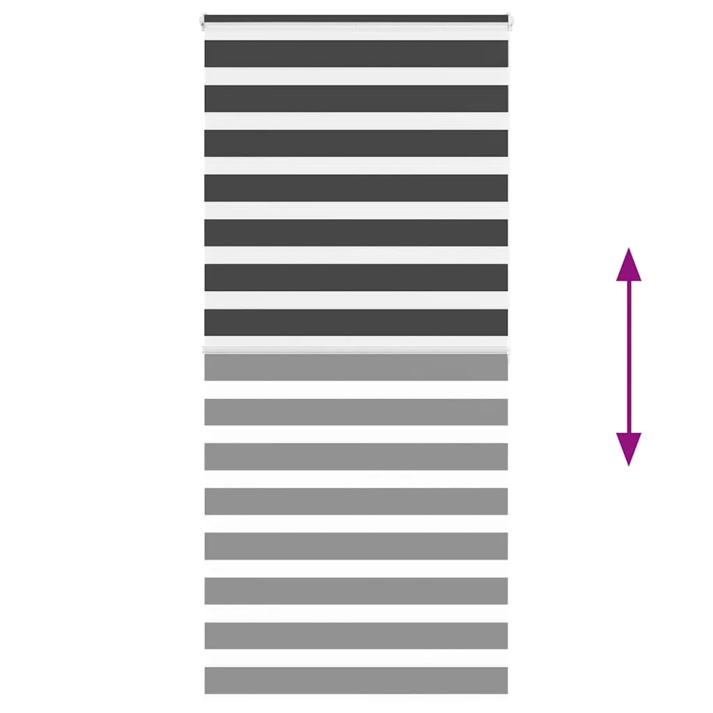 vidaXL Zebra Blind Black 105x200 cm Fabric Width 100.9 cm Polyester