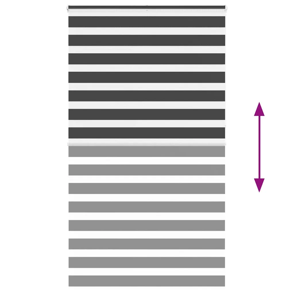 vidaXL Zebra Blind Black 125x230 cm Fabric Width 120.9 cm Polyester