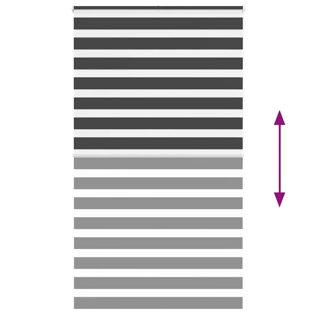 vidaXL Zebra Blind Black 135x200 cm Fabric Width 130.9 cm Polyester