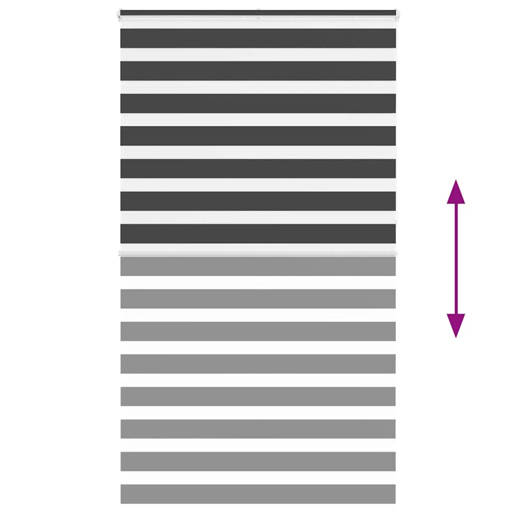 vidaXL Zebra Blind Black 135x230 cm Fabric Width 130.9 cm Polyester