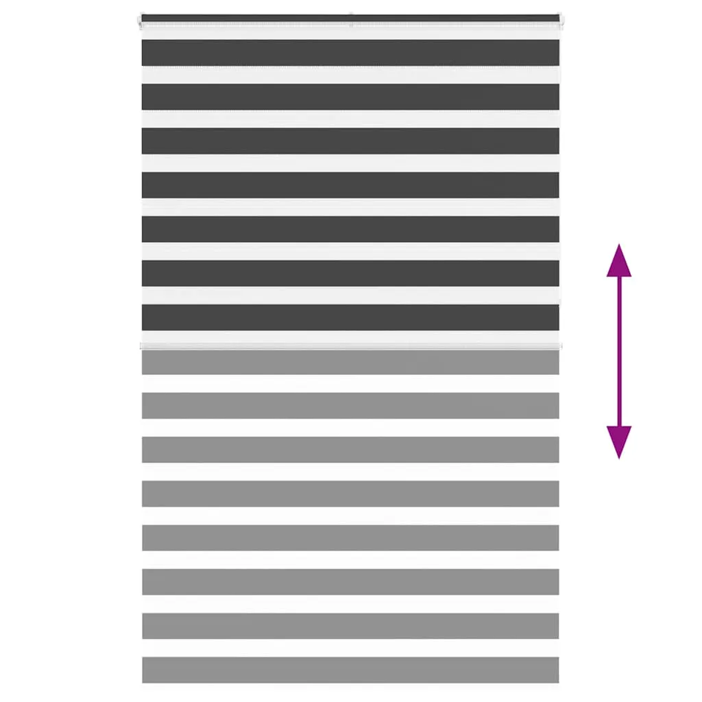 vidaXL Zebra Blind Black 140x230 cm Fabric Width 135.9 cm Polyester