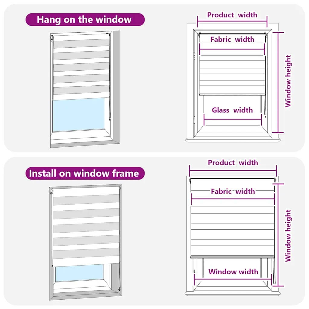 vidaXL Zebra Blind Black 145x100 cm Fabric Width 140.9 cm Polyester