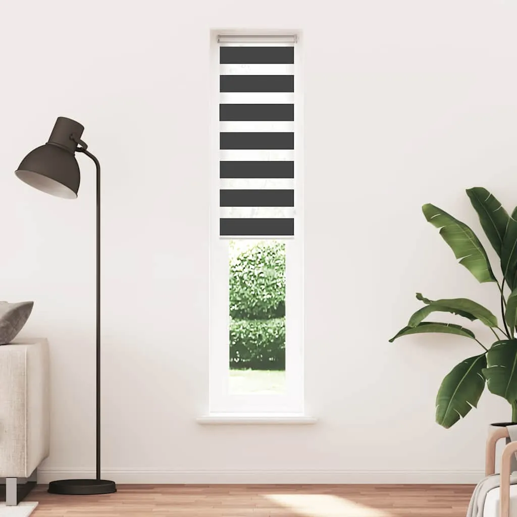 vidaXL Zebra Blind Black 45x200 cm Fabric Width 40.9 cm Polyester