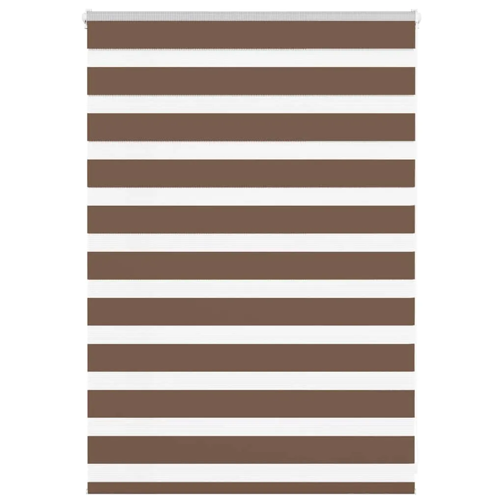 vidaXL Zebra Blind Brown 115x100 cm Fabric Width 110.9 cm Polyester